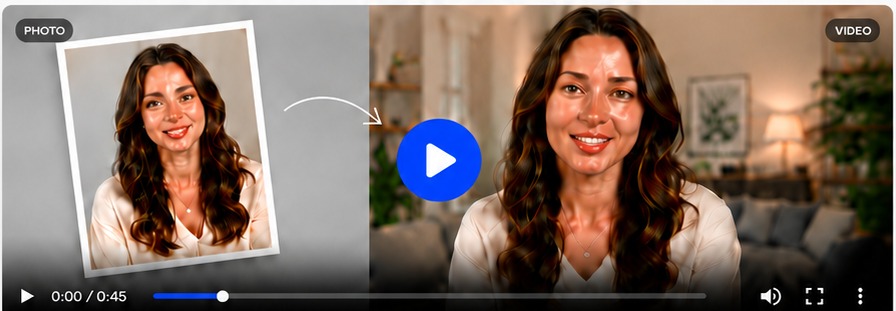 Photo transformed into a talking short video